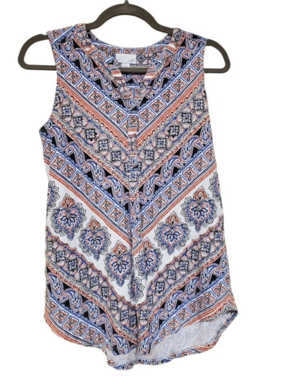 J. Jill Petite Women's Multicolor Moroccan Tribal Sleeveless Pocket Shirt Top S